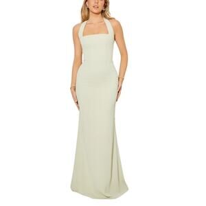 Oddmuse Sage Green The Ultimate Muse Halter Neck Maxi Dress Size S